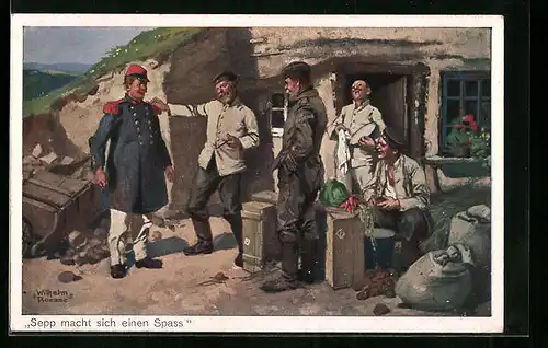 AK Sepp macht sich einen Spass, Soldaten vor dem Haus, 1. Weltkrieg