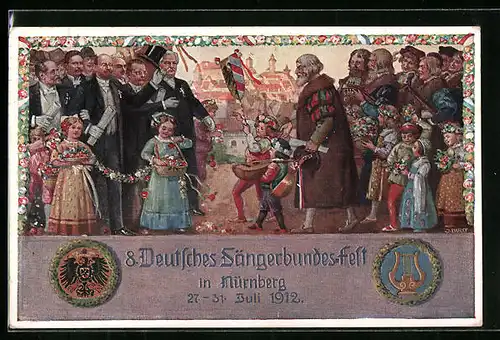 Künstler-AK Nürnberg, VIII. Deutsches Sängerbundesfest 1912, Festzug