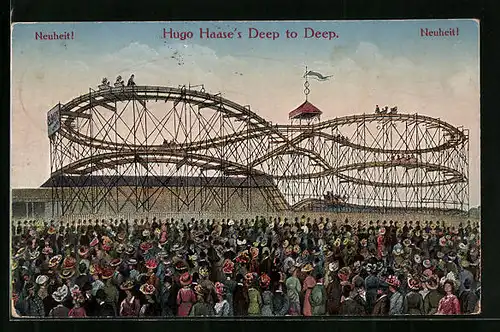 AK Hugo Haase`s Deep to Deep, Achterbahn auf einem Volksfest