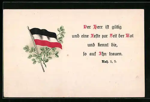 AK Eichenlaub und Kaiserreichsflagge