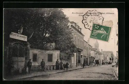 AK Ris-Orangis, L`Entrée de l`Hôpital Militaire Grande Rue de Paris