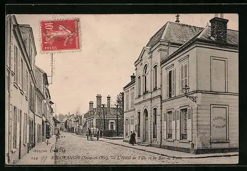 AK Ris-Orangis, L`Hôtel de Ville et la Rue de Paris