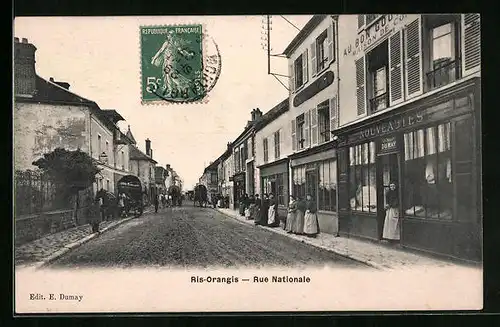 AK Ris-Orangis, Rue Nationale, Strassenpartie