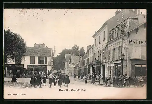 AK Draveil, Grande Rue, Strassenpartie