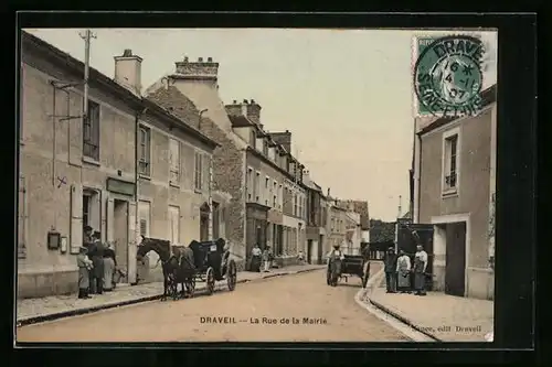 AK Draveil, La Rue de la Mairie, Strassenpartie