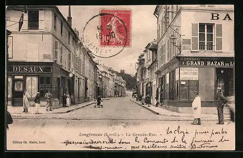 AK Longjumeau, La Grande-Rue, Strassenpartie