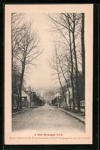 AK Ris Orangis, Route Nationale de Fontainebleau et entree du pays du cote de Corbeit