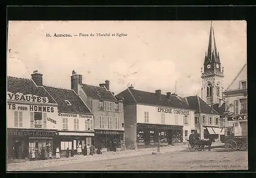 AK Auneau, Place du Marché et Eglise