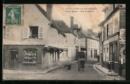 AK Saint-Lubin-des-Jonchertes, Vieille Maison, Rue de l`Eglise