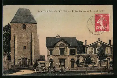 AK Boisville-La-Saint-Père, Eglise, Bureau de Poste et Mairie