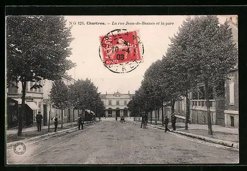 AK Chartres, La rue Jean-de-Beauce et la Gare