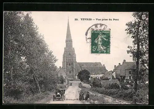 AK Yèvres, Vue prise du Pont