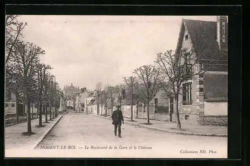 AK Nogent-le-Roi, Le Boulevard de la Gare et le Château