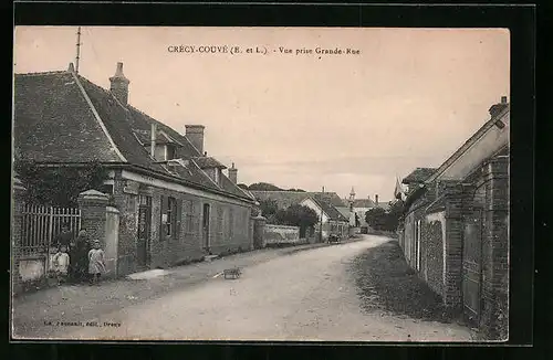AK Crécy-Couvé, Vue prise Grande-Rue