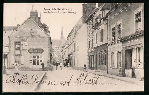 AK Nogent-le-Roi, Grande Rue et Place des Harengs