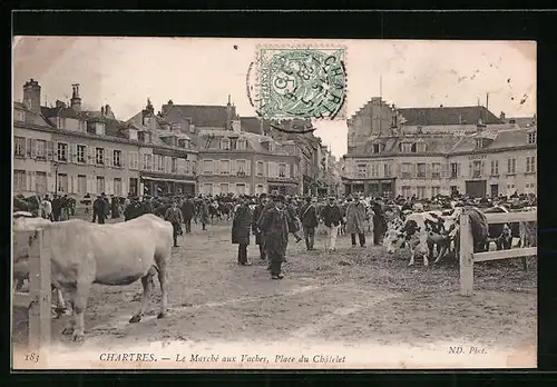AK Chartres, Le Marché aux vaches, Place du Châtelet