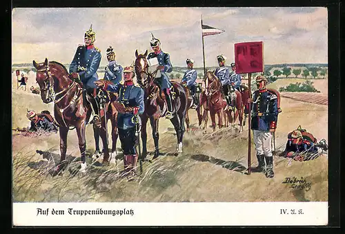 Künstler-AK Döbrich-Steglitz: Auf dem Truppenübungsplatz