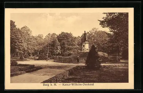 AK Burg b. M., Kaiser-Wilhelm-Denkmal im Park
