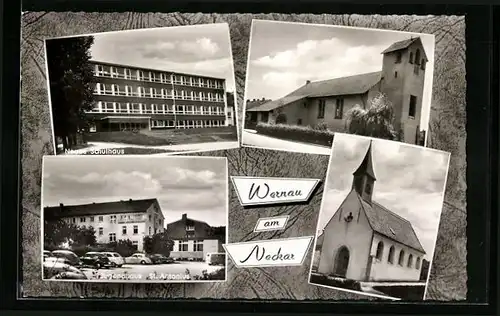 AK Wernau / Neckar, Neues Schulhaus, Kath. Kirche und Jugendhaus St. Antonius