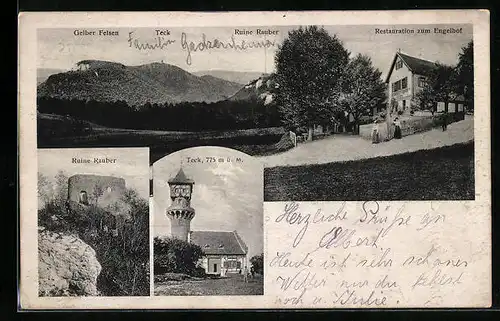 AK Teck, Restaurant zum Engelhof, Ruine Raube, Gelber Felsen