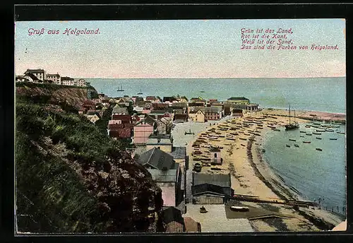AK Helgoland, Strandpromenade aus der Vogelschau