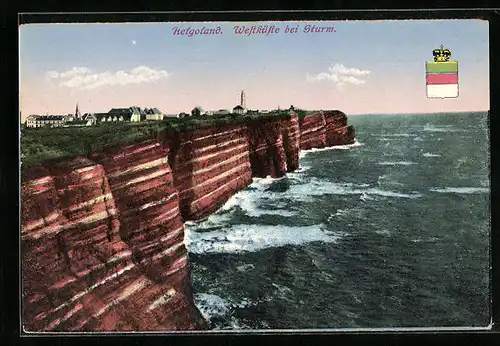 AK Helgoland, Westküste bei Sturm
