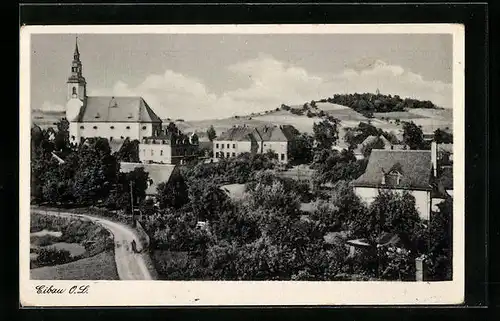 AK Eibau /O. L., Teilansicht mit Kirche