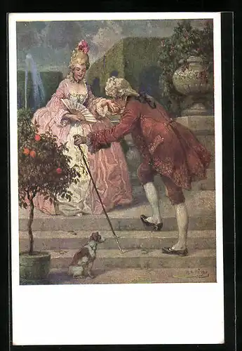 Künstler-AK Rudolf Alfred Höger: Herr macht Dame den Hof