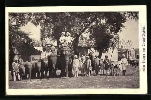 AK Indier-Truppe des Circus Charles