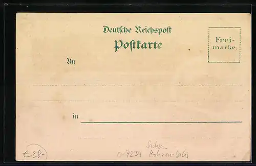 Lithographie Kohren, Gasthaus Ratskeller, Ruine, Totalansicht