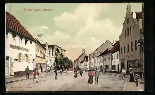 AK Moosburg, Poststrasse mit Mehlhandlung von P. Hörhammer