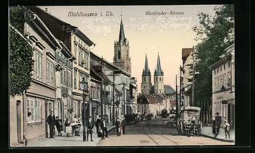 AK Mühlhausen /Th., Wanfrieder-Strasse mit Passanten