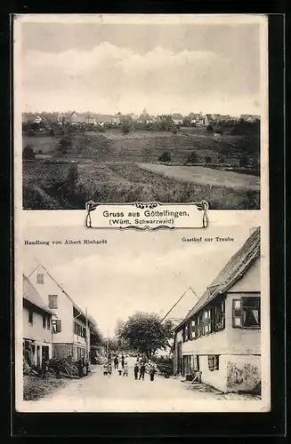 AK Göttelfingen /Württ., Gasthof zur Traube, Handlung Albert Minhardt, Panorama vom Ort