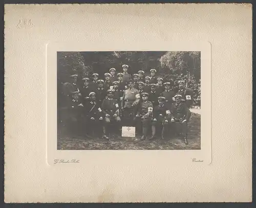 Fotografie G. Roesler-Bolle, Courtrai, Ansicht Courtrai - Kortrijk, 2. Transporttruppe Ktaftfahrtruppe A IV. Armee