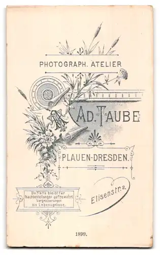 Fotografie Ad. Taube, Dresden-Plauen, Elisenstr. 2, Eleganter Herr mit Schnauzbart