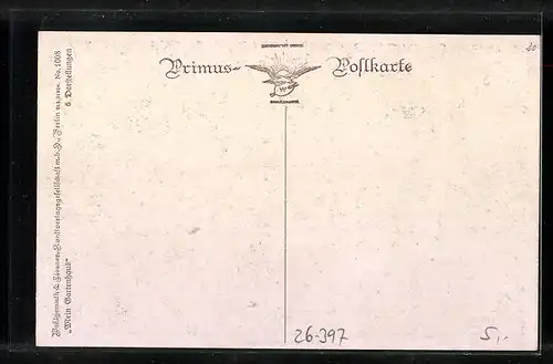 Künstler-AK Wohlgemuth & Lissner, Primus-Postkarte No. 1008: Der deutsche Garten, Hintereingang des Gartenhauses