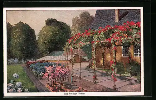 Künstler-AK Wohlgemuth & Lissner, Primus-Postkarte No. 1008: Der deutsche Garten, Blühende Setzlinge