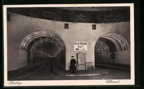 AK Hamburg-St. Pauli, Elbtunnel, Innenansicht
