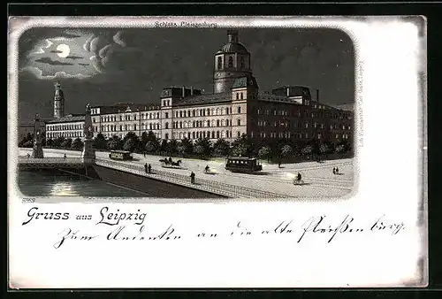 Mondschein-Lithographie Leipzig, Schloss Pleissenburg