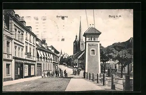 AK Burg b. Magdeburg, Breiter Weg