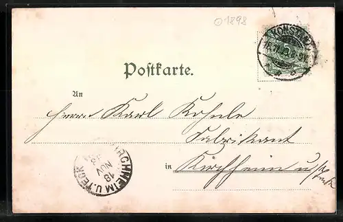 Lithographie Konstanz, Ortsansicht von der Seestrasse, Bodensee-Dampfer, Frauen in Bademode