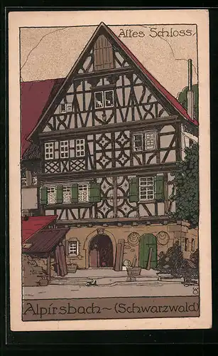 Steindruck-AK Alpirsbach /Schwarzewald, Altes Schloss