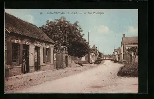 AK Germainville, La Rue Principale