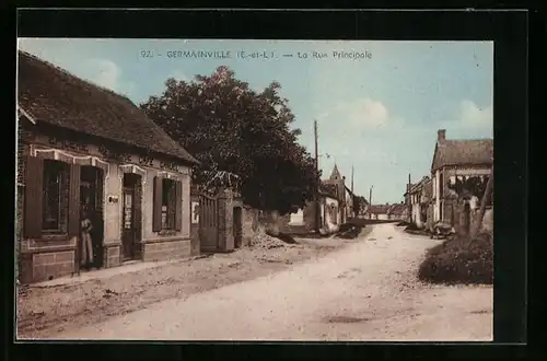 AK Germainville, La Rue Principale