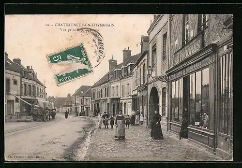 AK Chateauneuf-en-Thymerais, Vue prise Rue de Dreux