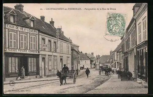 AK Chateauneuf-en-Thimerais, Perspective de la Rue de Dreux