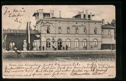 AK Grossenhain, Berliner Bahnhof von der Gleisseite