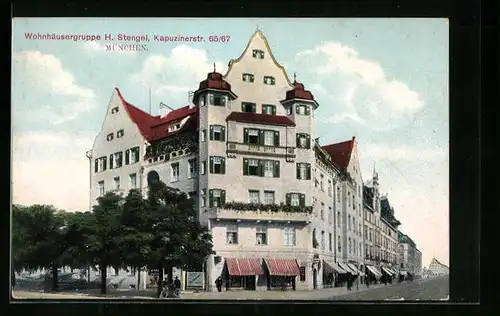 AK München, Wohnhäusergruppe H. Stengel, Kapuzinerstr. 65-67