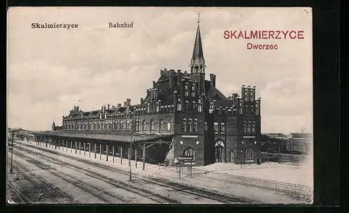 AK Jarotschin / Skalmierzyce, Bahnhof aus der Vogelschau