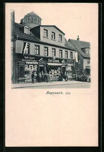 AK Bayreuth, Buch-, Kunst-, Musikalienhandlung Carl Giessel und Druckerei u. Verlag Bayreuther Tagblatt